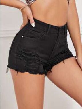Raw Hem Ripped Denim Shorts